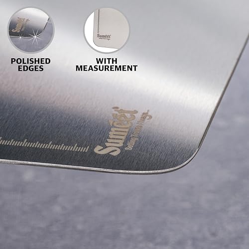 Sumeet Stainless Steel Medium Chopping Board| Rust-Proof, Dishwasher Safe |Heavy Duty and Durable for Vegetables, Fruits, kneading in Kitchen - 32.5cm x 22.5 cm, 1.5mm Thick, Silver