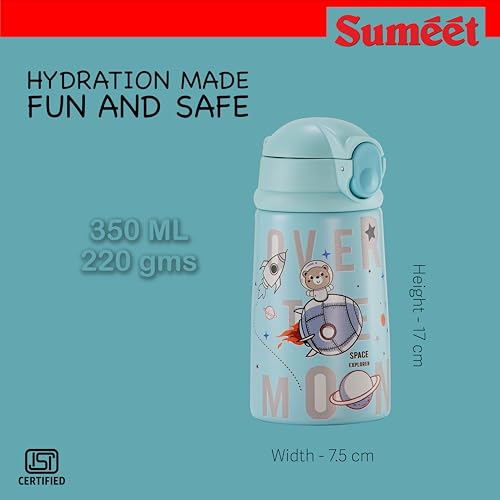 Sumeet ISI Certified Insulated Hot & Cold Stainless Steel, Leak Proof, Lightweight, Sipper Water Bottle for School Kids - SpaceSip, 350ml - Yellow