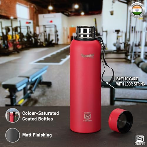 Sumeet Nero 24 Hrs Hot & Cold ISI Certified Stainless Steel Leak Proof Water Bottle for Office/School/College/Gym/Picnic/Home/Trekking -900ml, Pack of 1, Pink