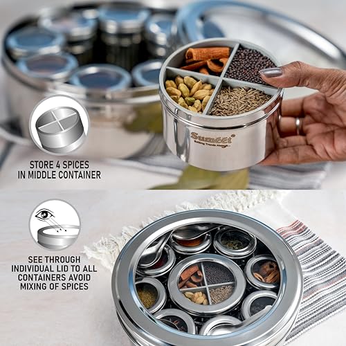 Masala Dabba Spice Jar Box Sumeet 12 In Stainless Steel Airtight