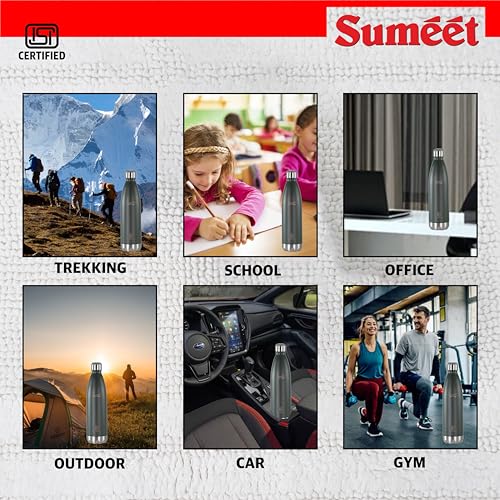 Sumeet Thermo1000 ISI Certified Stainless Steel Hot & Cold Double Walled Leak Proof Vacuum Flask/Water Bottle for Office/School/College/Gym/Picnic/Home/Trekking- 1000ml, Green