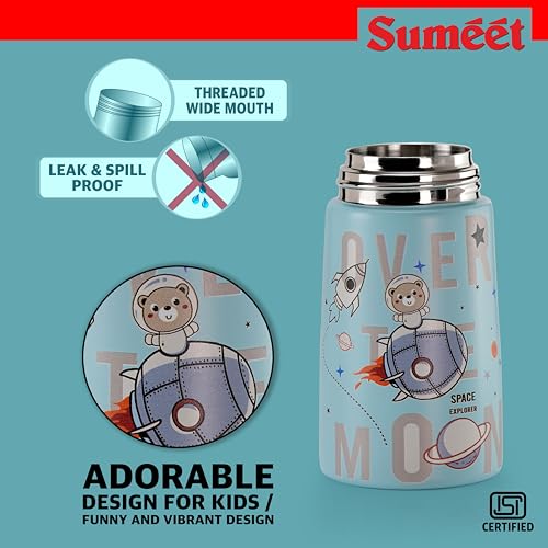Sumeet ISI Certified Insulated Hot & Cold Stainless Steel, Leak Proof, Lightweight, Sipper Water Bottle for School Kids - SpaceSip, 350ml - Yellow