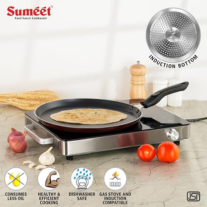 Sumeet Elegantia Induction Base Non Stick Aluminium Dosa Tawa 28cm | Gas and Induction Friendly | Cherry