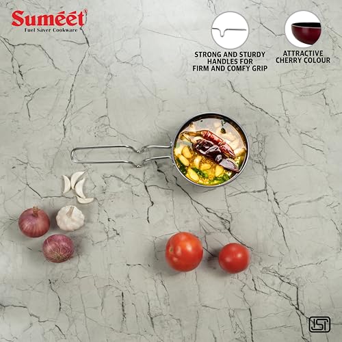 Sumeet Elegantia Non Stick Aluminium Waghariya/Tadkapan 11.5cm / 280ml Capacity | Cherry