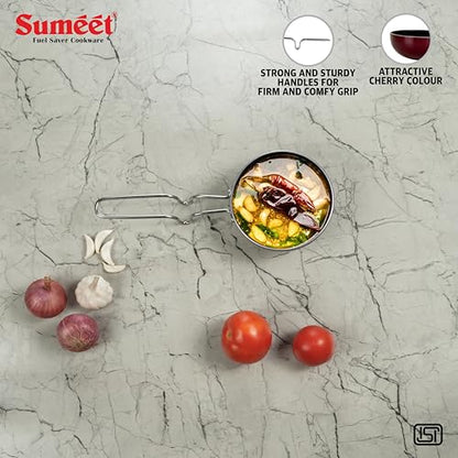 Sumeet Elegantia Non Stick Aluminium Waghariya/Tadkapan 11.5cm / 280ml Capacity | Cherry
