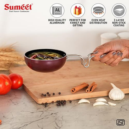 Sumeet Elegantia Non Stick Aluminium Waghariya/Tadkapan 11.5cm / 280ml Capacity | Cherry