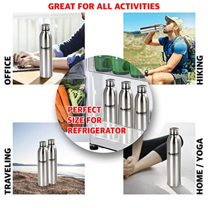 Sumeet Sleek Stainless-Steel Leak-Proof Water Bottle / Fridge Bottle - 1000ML - (Set of 2)