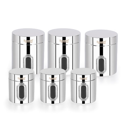 Sumeet Stainless Steel Small Containers/Jars/Dabba for - set of 6Pcs, 310ml +700ml capacity,7.3cm & 9.5cm Dia, Silver