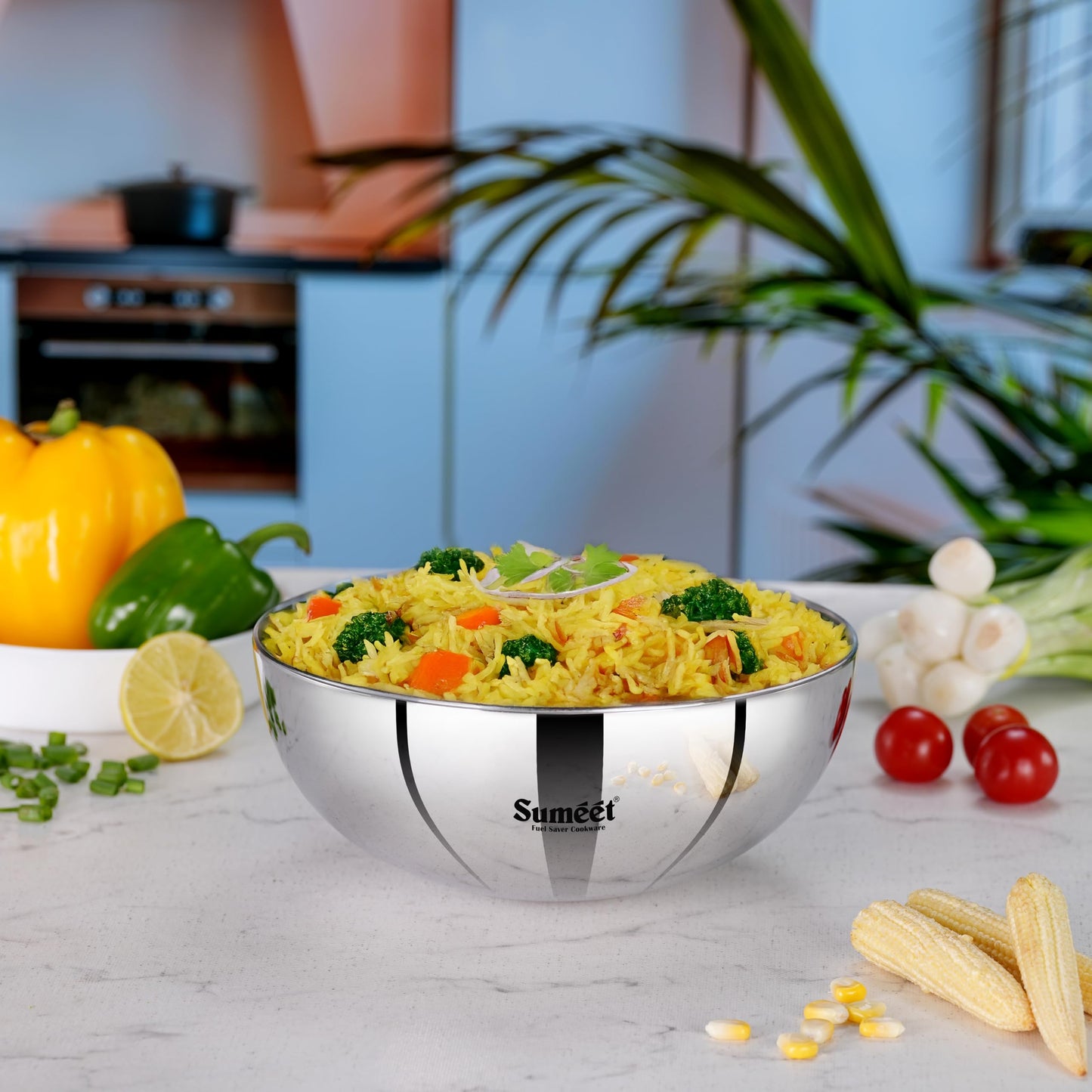 Sumeet ISI Certified Cook Smart TriPly Steel-Aluminium-Steel 3 Layer Round Bottom Tasra - 20cm, 1.650Ltr, Silver