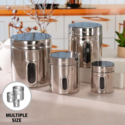 Sumeet Stainless Steel Small Containers/Jars/Dabba for - set of 6Pcs, 310ml +700ml capacity,7.3cm & 9.5cm Dia, Silver