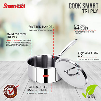 Sumeet Cook Smart TriPly SAS (Steel-Aluminium-Steel - 3 Layers)