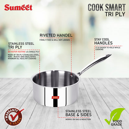 Sumeet Cook Smart TriPly SAS (Steel-Aluminium-Steel - 3 Layers)