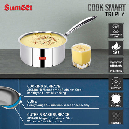 Sumeet Cook Smart TriPly SAS (Steel-Aluminium-Steel - 3 Layers)