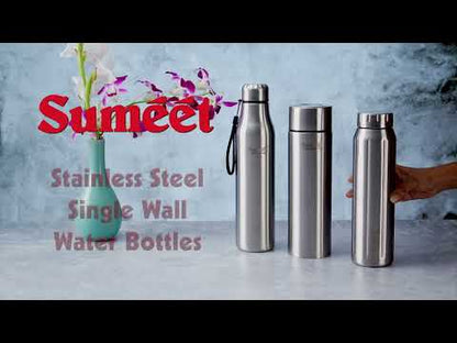 Sumeet Alpha-Aqua Stainless Steel Leak Proof Water Bottle Office/School/College/Gym/Picnic/Home/Fridge - 1 Litre |Pack of 2| Silver