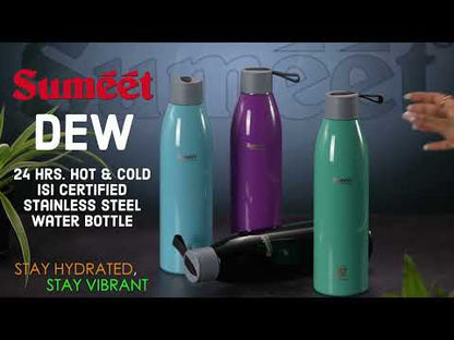 Sumeet Dew 24 Hrs Hot & Cold ISI Certified Stainless Steel Leak Proof Water Bottle for Office/School/College/Gym/Picnic/Home/Trekking -750ml, Pack of 1, Black