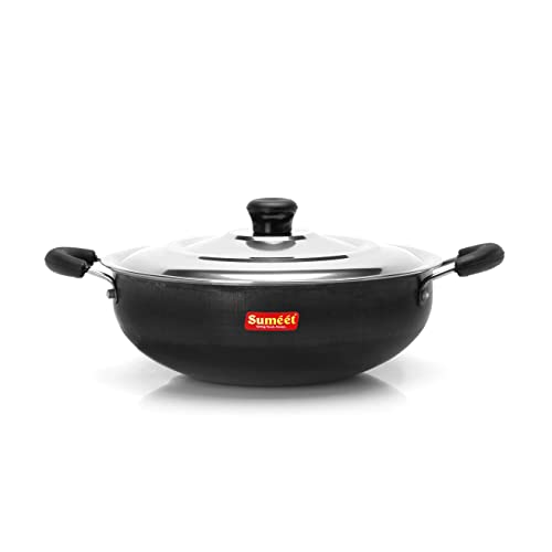 Sumeet Pre Seasoned Iron Kadai 2.5mm Thick (Double Side Handle) 25.2 cm, 3 LTR