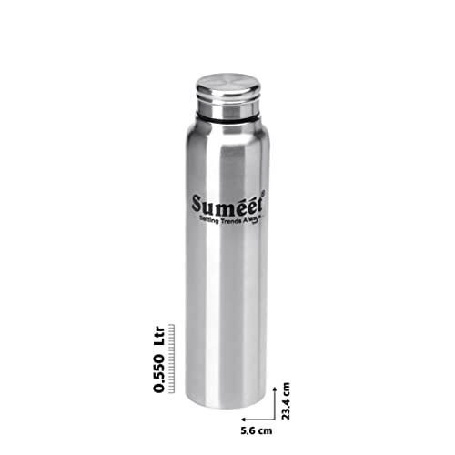 Sumeet Slim Stainless Steel Leak-Proof Water Bottle / Fridge Bottle - 550ml - Pack of 6