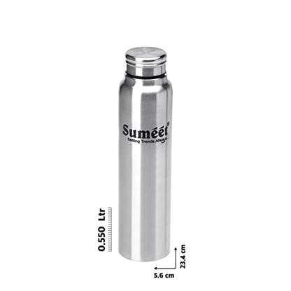 Sumeet Slim Stainless Steel Leak-Proof Water Bottle / Fridge Bottle - 550ml - Pack of 6