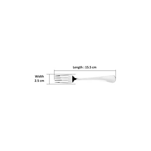 Sumeet Stainless Steel Baby/Medium Forks Set of 6 Pc – (15.5cm L) (1.6mm Thick)