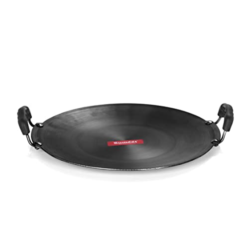 Sumeet Pre Seasoned Iron Concave Roti / Paratha Tawa 2.5mm Thick (Double Side Handle) 27.6cm