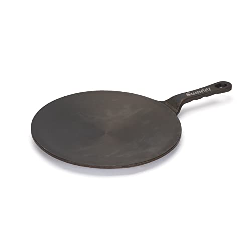Sumeet Super Smooth Gold Series Pre Seasoned Cast Iron Concave Tawa for Roti/Chapati/Naan |27cm 1.8kg, Gas & Induction-Friendly.