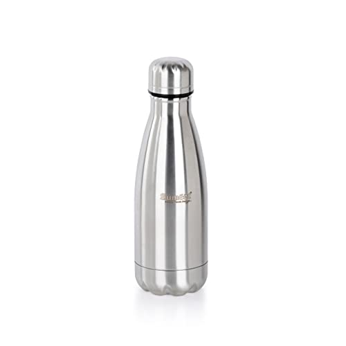 Sumeet Stainless Steel Double Walled Flask / Water Bottle, 24 Hours Hot and Cold, 400 ml, Silver