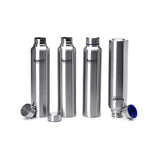 Sumeet Stainless Steel Leak-Proof Water Bottle / Fridge Bottle - 1000ml - Pack of 4