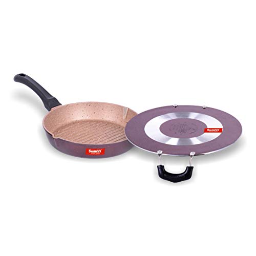 Sumeet Nonstick Granite Finish Unique Cookware Set (Saral Tawa 30.5cm Dia + Round Grill Pan 25.5cm Dia)