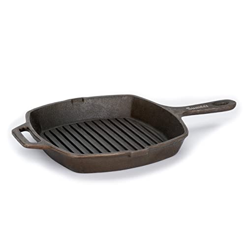 Sumeet Super Smooth Gold Series Pre Seasoned Cast Iron Grill Pan for Grill/Fry/Saute/Roast |28cm 3.180kg, Gas & Induction-Friendly.