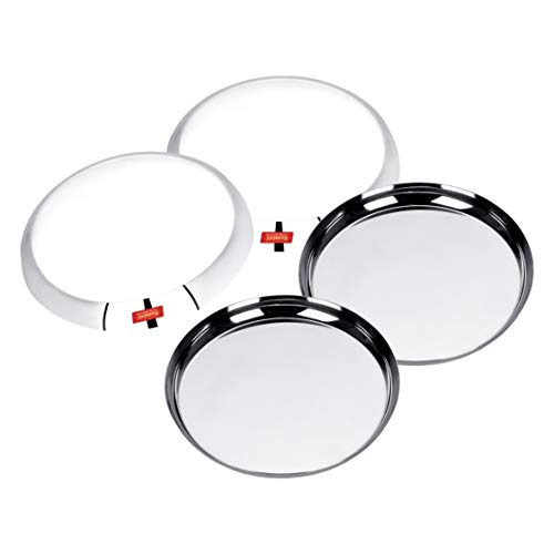 Sumeet Stainless Steel Apple Shape Heavy Gauge Snack Plates with Mirror Finish -22.8Cm Dia - Set of 4 Pcs