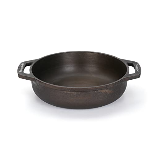 Sumeet Super Smooth Gold Series Pre Seasoned Cast Iron Kadai for Cooking /Deep Fry/Saute |2.7 LTR, 25cm, 2.670kg, Gas & Induction-Friendly.