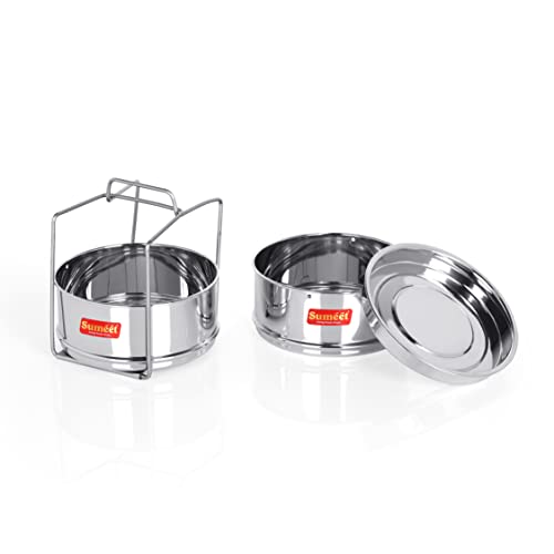 Sumeet Stainless Steel Deep Stakable Container/Separator with Lid and Lifter Suitable for 3 LTR Outer Lid Cooker