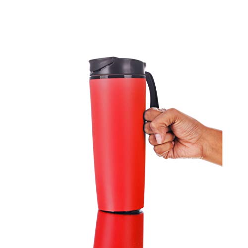 Sumeet ABS + Stainless Steel Spill Free Magical Water Bottle with Vcaccume Grip Mechanism - 500 Ml (Red Colour)