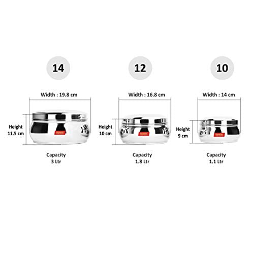 Sumeet Stainless Steel Canisters/storage Containers Set With Lid, 1.1, 1.8, 3 L, 3 Piece (Steel)