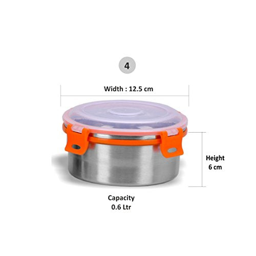 Sumeet Stainless Steel Airtight & Leak Proof Containers Set, Size 600ML -2Pc