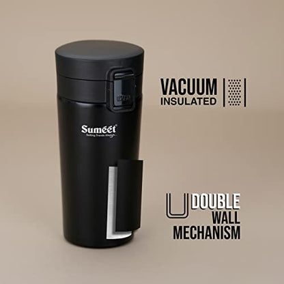 Sumeet Stainless Steel Vacuum Hot & Cold Travel Mug / Tumbler for Drinks,Tea and Coffee, 350ML, Pack of 1, Black