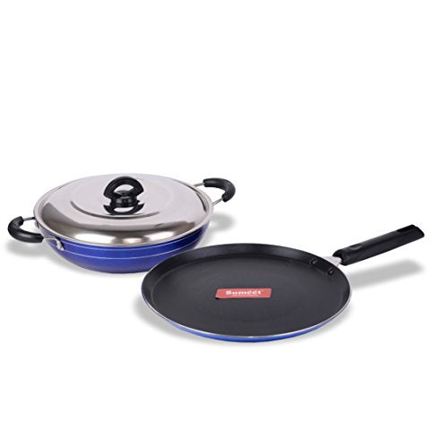 Sumeet Nonstick Induction Base Cookware Set of Tawa + Kadhai with S.S. Lid (2 LTR)