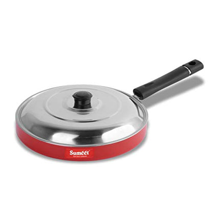 Red Non Stick Pizza Pan with Stainless Steel Lid