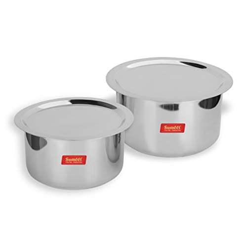 Stainless Steel Cookware/Tope Set: 2 Large-Sized Containers with Lids