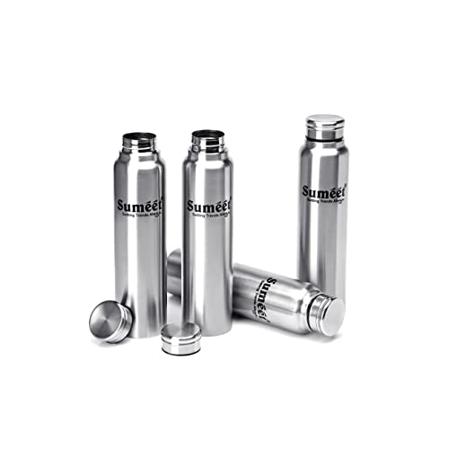 Sumeet Slim Stainless Steel Leak-Proof Water Bottle / Fridge Bottle - 550ml - Pack of 4