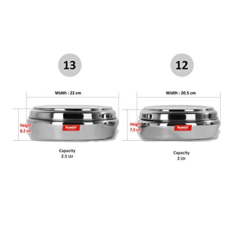 Sumeet Stainless Steel Conical Shape Flat Canisters Set of 2 Pc (Capacity - 2Ltr, 2.5Ltr)