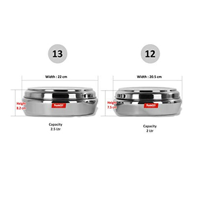 Sumeet Stainless Steel Conical Shape Flat Canisters Set of 2 Pc (Capacity - 2Ltr, 2.5Ltr)