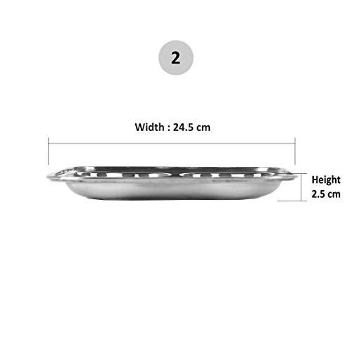 Sumeet Stainless Steel 3 in 1 Pav Bhaji Plate/Compartment Plate 24.5cm Dia