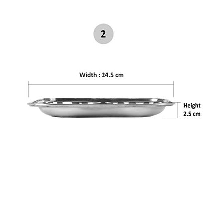 Sumeet Stainless Steel 3 in 1 Pav Bhaji Plate/Compartment Plate 24.5cm Dia