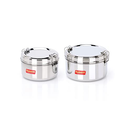 Buy AYURVEDACOPPER Kitchen Delli Stainless Steel Lunch Box, Silver (Set of  2) Online at Low Prices in India - Amazon.in