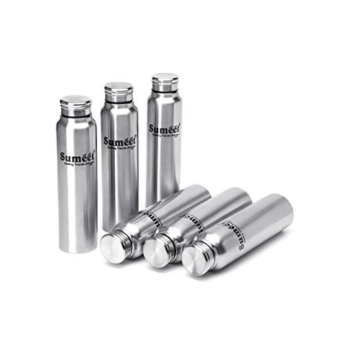 Sumeet Slim Stainless Steel Leak-Proof Water Bottle / Fridge Bottle - 550ml - Pack of 6