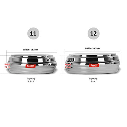 Sumeet Stainless Steel Ring Shape Flat Canisters Set of 2 Pc (Capacity - 1.5 LTR, 2 LTR)