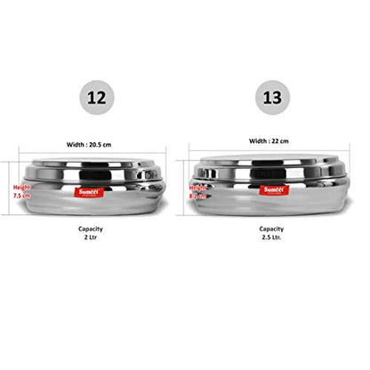 Sumeet Stainless Steel Ring Shape Flat Canisters Set of 2 Pc (Capacity - 2Ltr, 2.5Ltr)