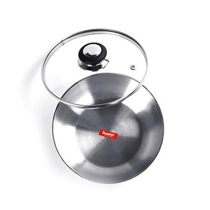 Sumeet 3mm Induction Bottom Aluminium Tasra with Glass Lid (3.6Ltr, 26.6cm)