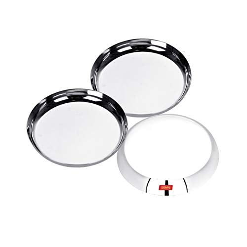 Sumeet Stainless Steel Apple Shape Heavy Gauge Dessert Plates with Mirror Finish -17.8Cm Dia Set of 3 Pcs